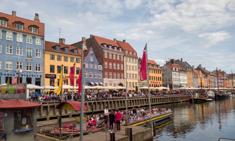 Some colorful building facades along the Nyhavn Canal at Copenhagen Denmark