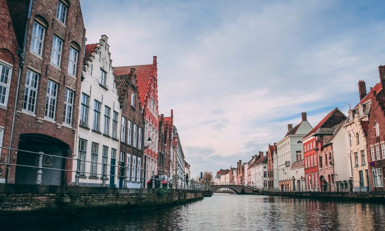 A low angle shot of Brugge, Bruges Belgium