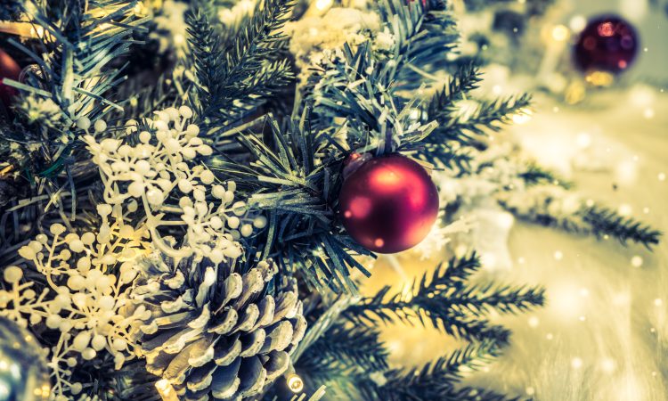 hristmas decoration ornament background - vintage and snow filter effect