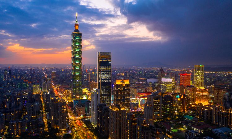 Taiwan skyline, Beautiful cityscape at sunset.