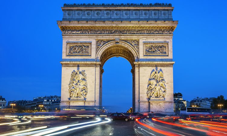 Arch of Triumph at night, Paris, France
