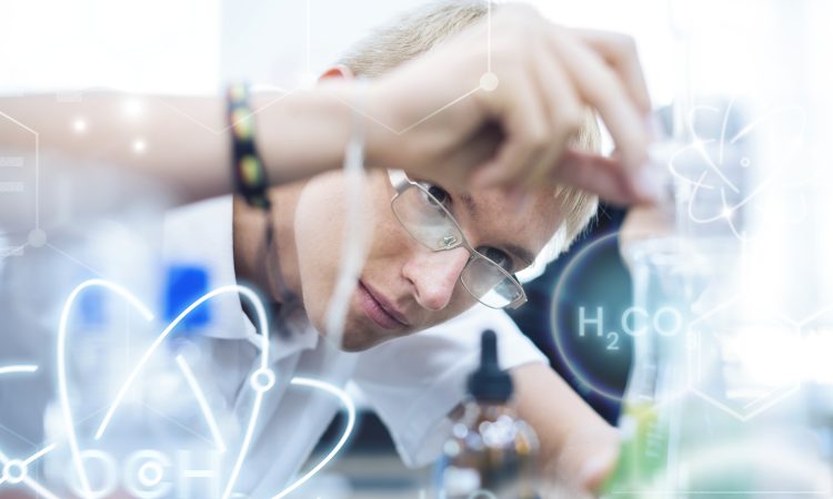 Student&rsquo;s chemistry experiment science education remix